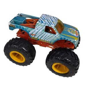Hot Wheels Monster Truck Color Shifters 68 Teal Zebra Stripe Diecast 1:64 Scale